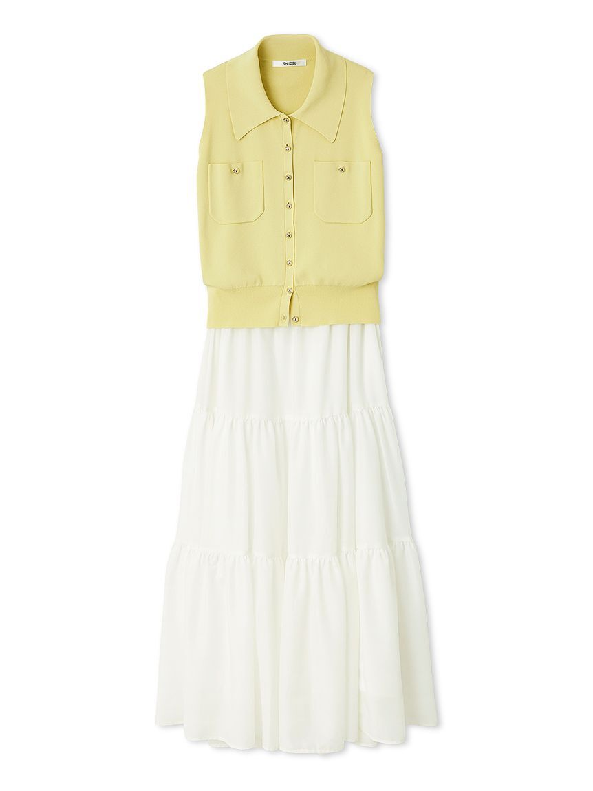 SNIDEL「ニットベスト&times;ティアードスカートセット」|ワンピース|