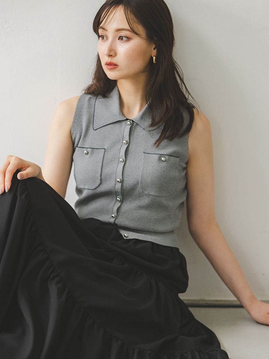 SNIDEL「ニットベスト&times;ティアードスカートセット」|ワンピース|