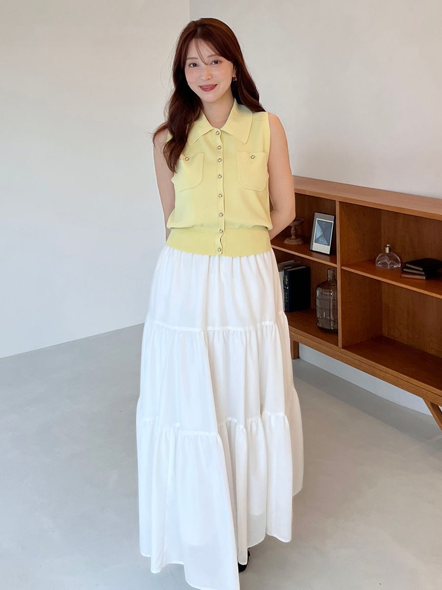 SNIDEL「ニットベスト&times;ティアードスカートセット」|ワンピース|