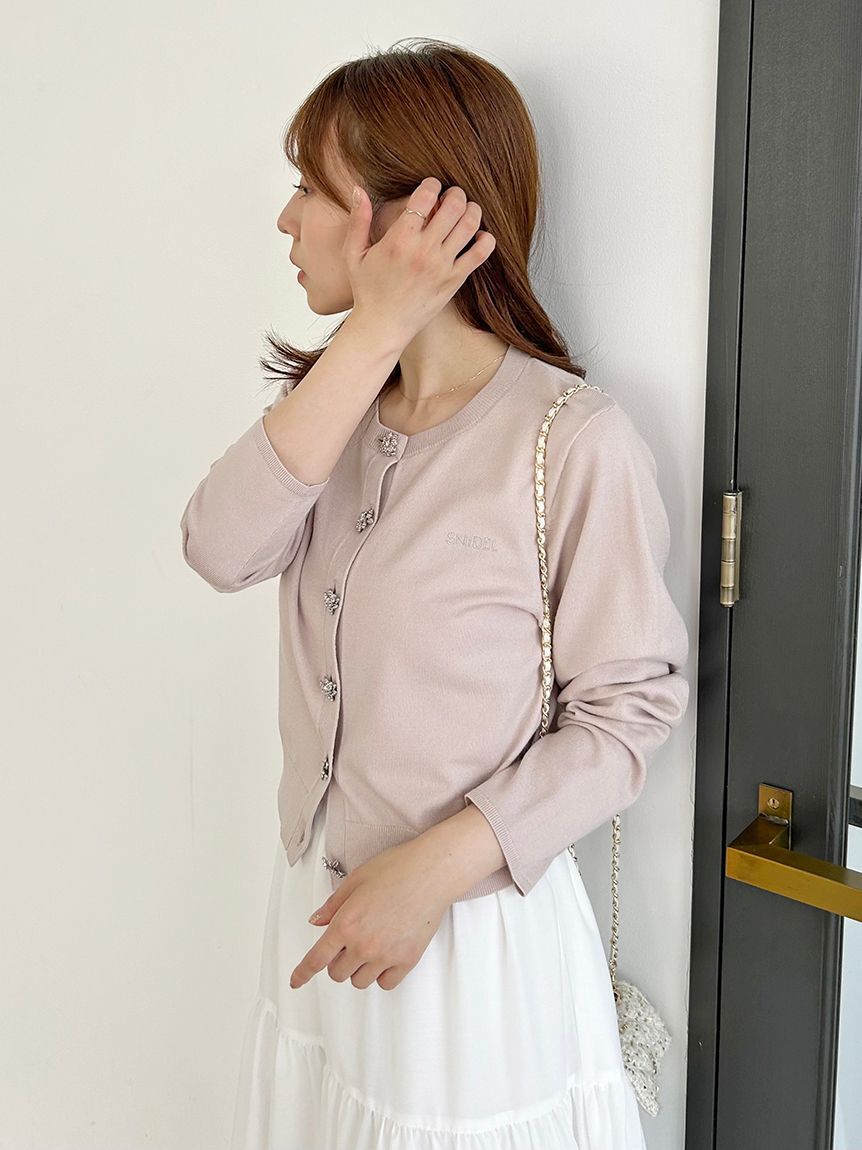 SNIDEL「【FLOWER COLLECTION】ビジューボタンニットカーディガン」|カーディガン|