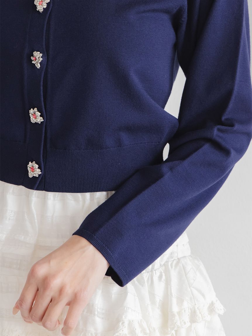 SNIDEL「【FLOWER COLLECTION】ビジューボタンニットカーディガン」|カーディガン|