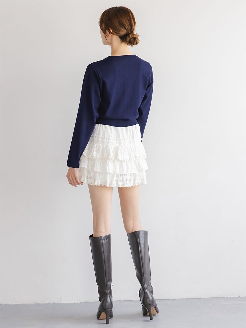 SNIDEL「【FLOWER COLLECTION】ビジューボタンニットカーディガン」|カーディガン|