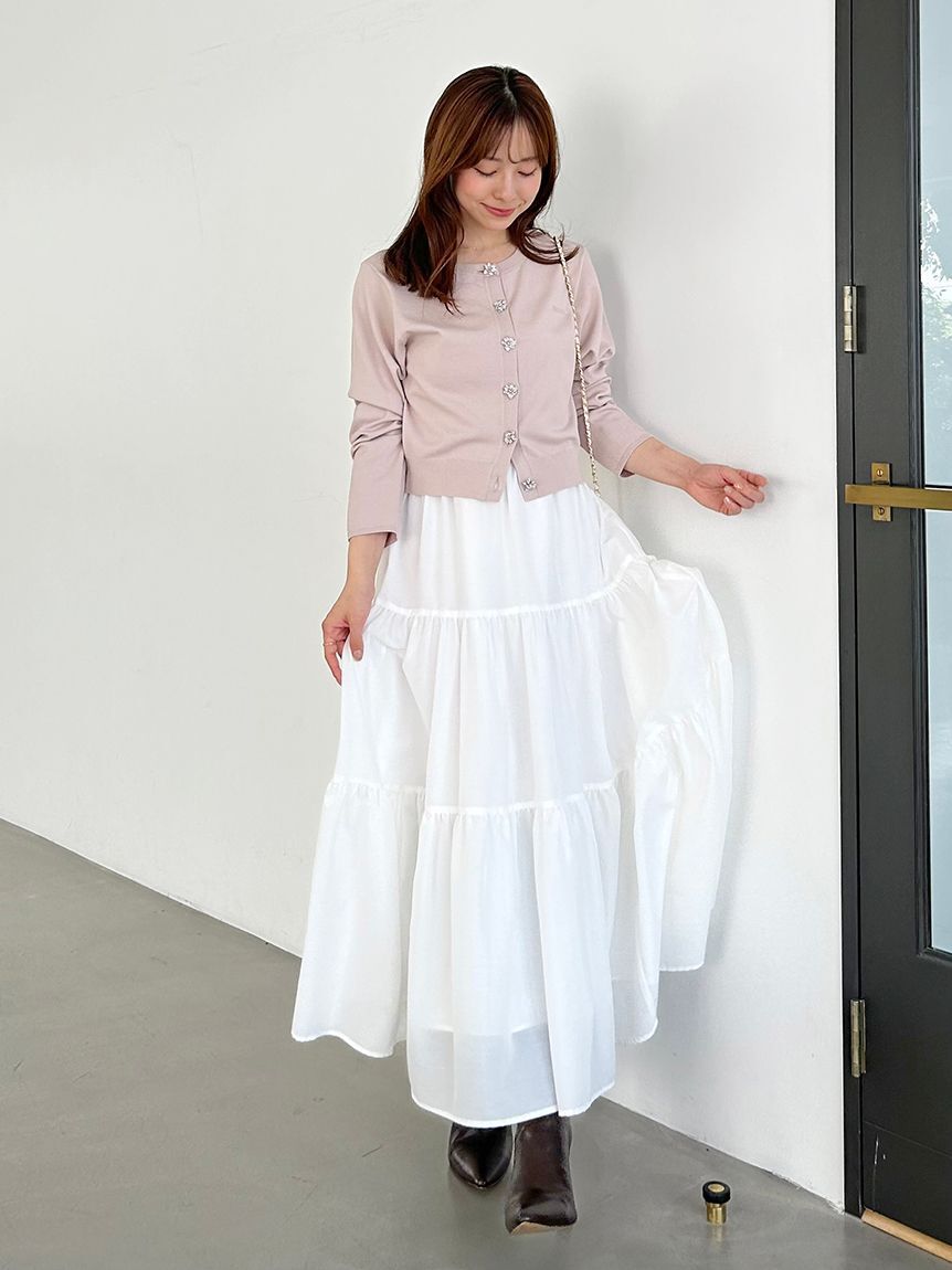 SNIDEL「【FLOWER COLLECTION】ビジューボタンニットカーディガン」|カーディガン|