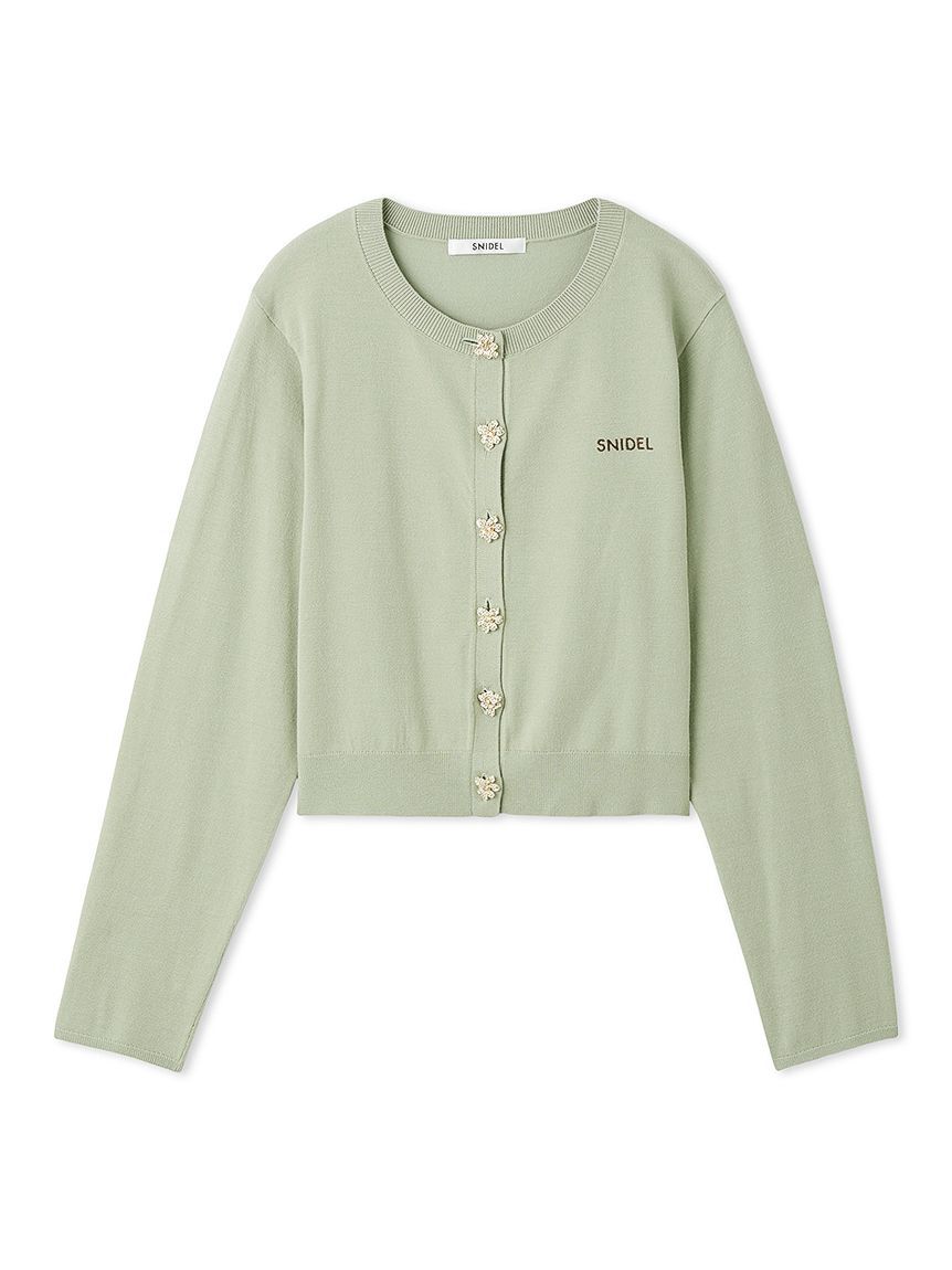 SNIDEL「【FLOWER COLLECTION】ビジューボタンニットカーディガン」|カーディガン|
