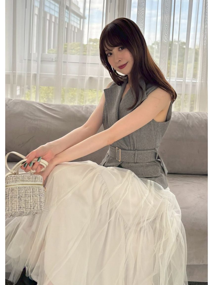 FRAY I.D「【00サイズ】ジレチュールスカートセットアップ」|ワンピース|