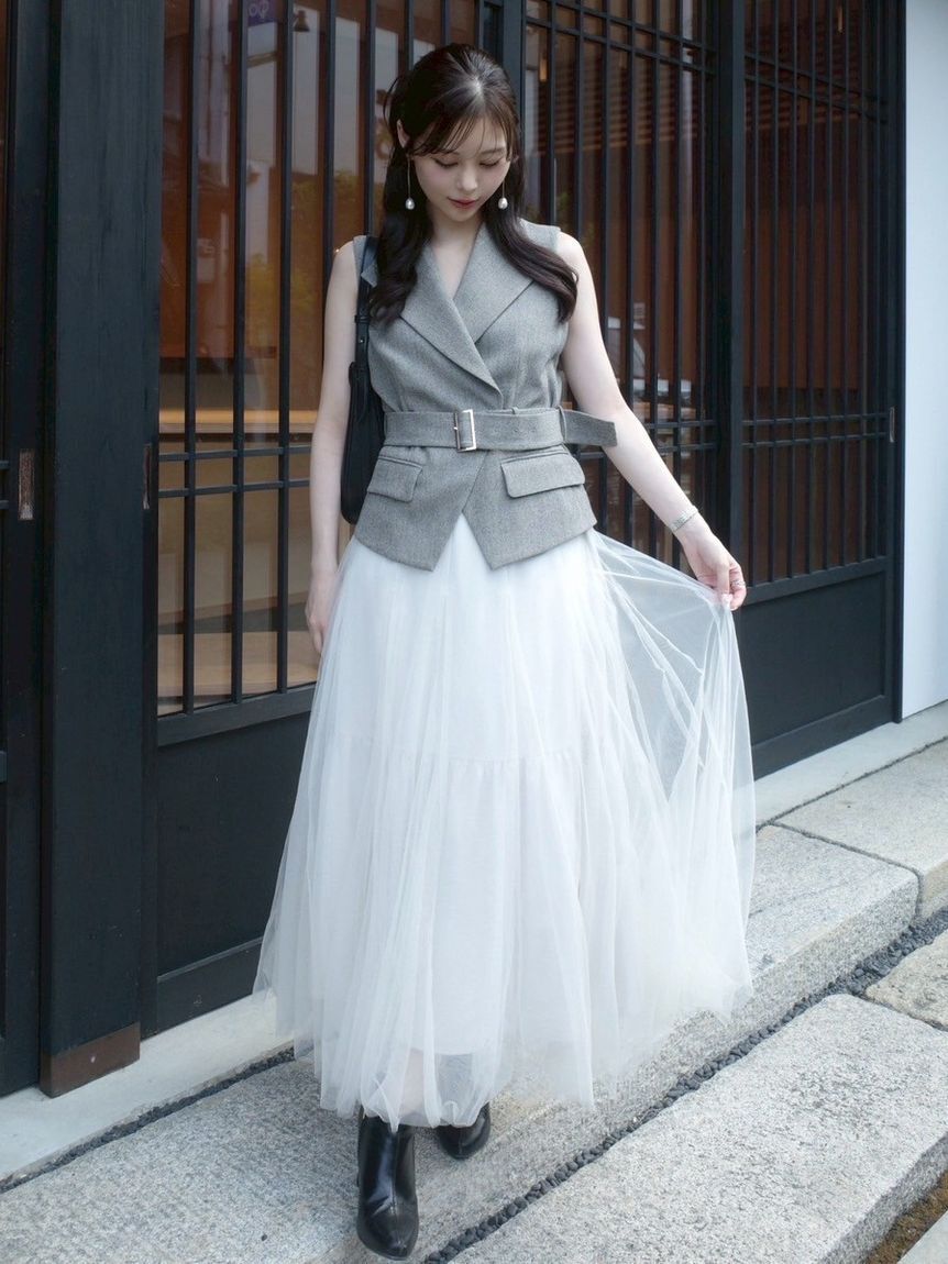 FRAY I.D「【00サイズ】ジレチュールスカートセットアップ」|ワンピース|