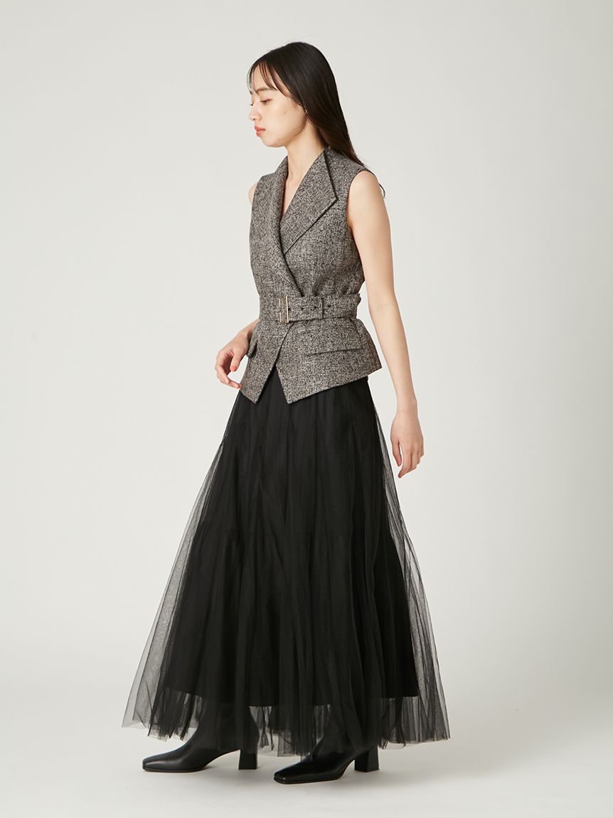 FRAY I.D「【00サイズ】ジレチュールスカートセットアップ」|ワンピース|