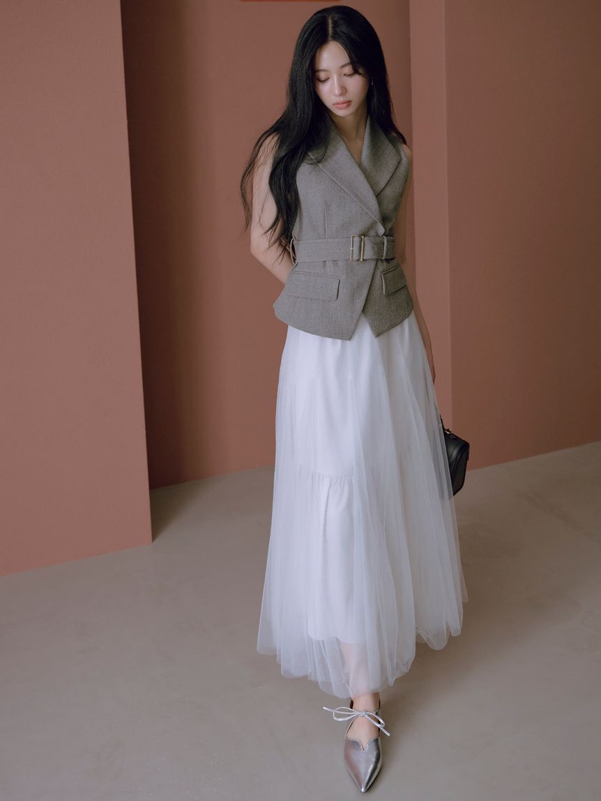 FRAY I.D「【00サイズ】ジレチュールスカートセットアップ」|ワンピース|