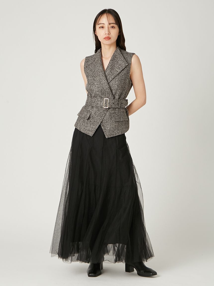 FRAY I.D「【00サイズ】ジレチュールスカートセットアップ」|ワンピース|