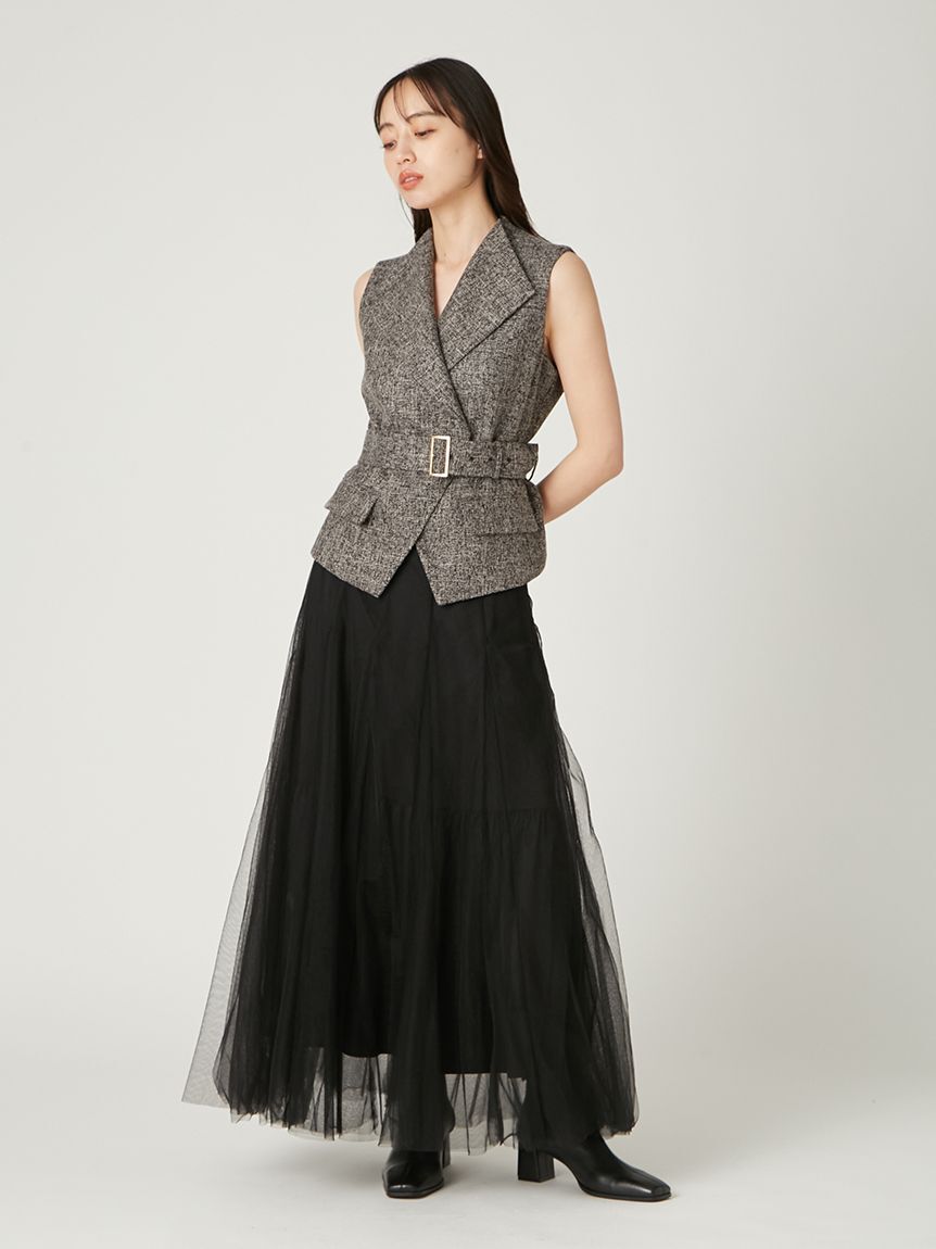 FRAY I.D「【00サイズ】ジレチュールスカートセットアップ」|ワンピース|