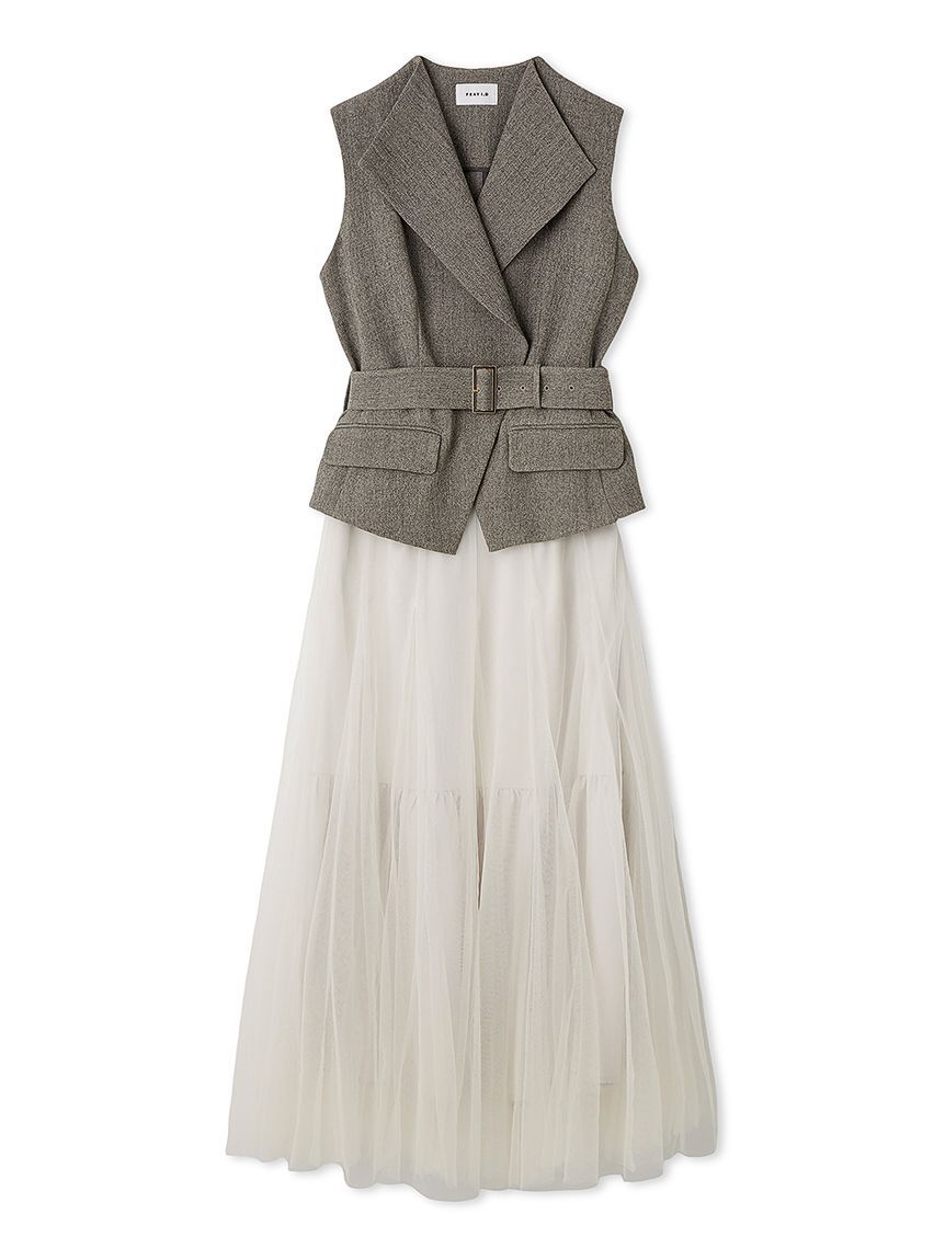 FRAY I.D「【00サイズ】ジレチュールスカートセットアップ」|ワンピース|