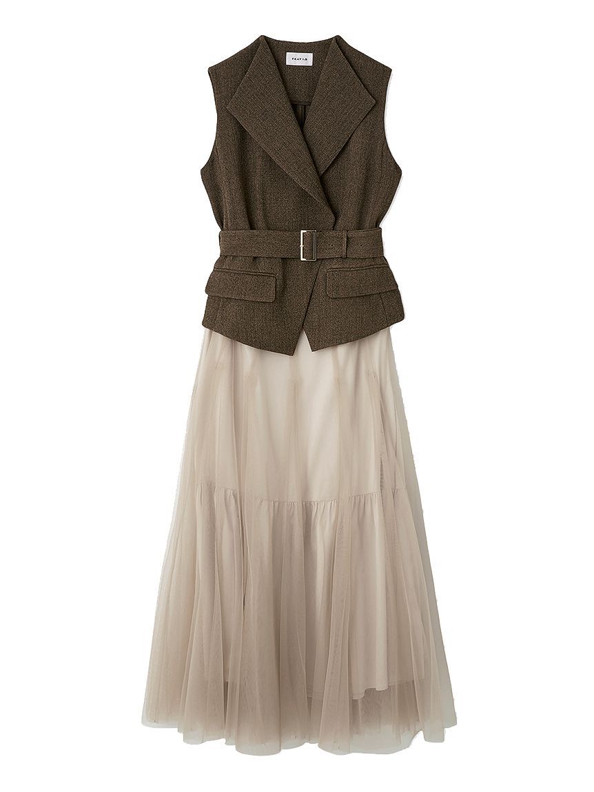 FRAY I.D「【00サイズ】ジレチュールスカートセットアップ」|ワンピース|