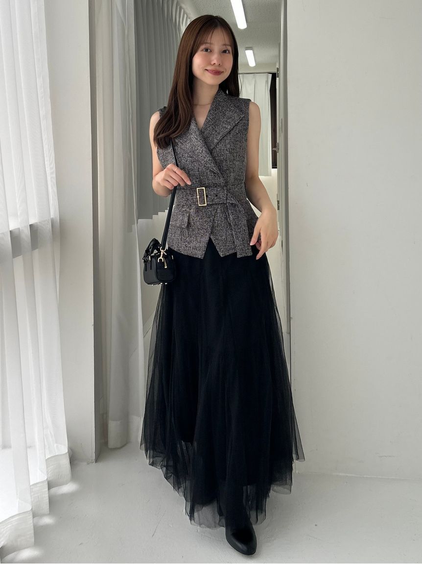 FRAY I.D「【00サイズ】ジレチュールスカートセットアップ」|ワンピース|BLK