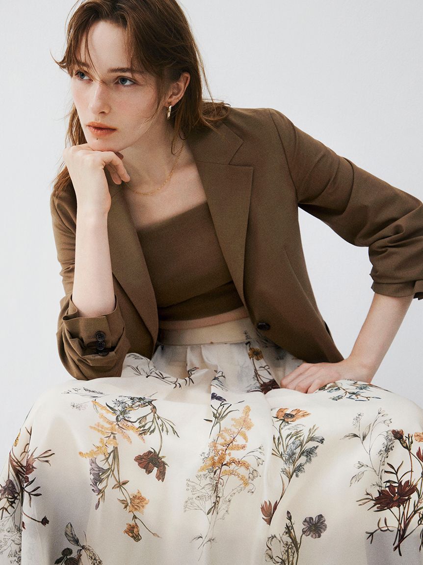 FRAY I.D「ボタニカルプリントシアータックスカート」|スカート|