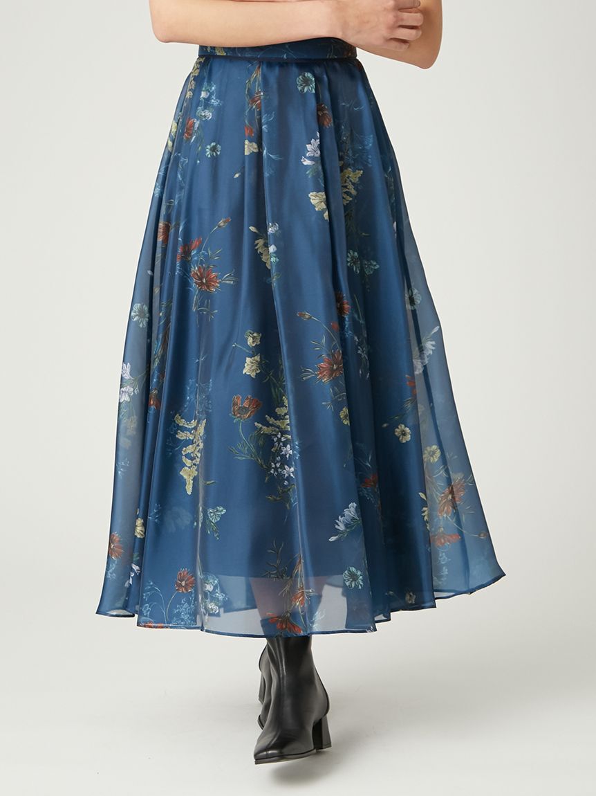 FRAY I.D「ボタニカルプリントシアータックスカート」|スカート|