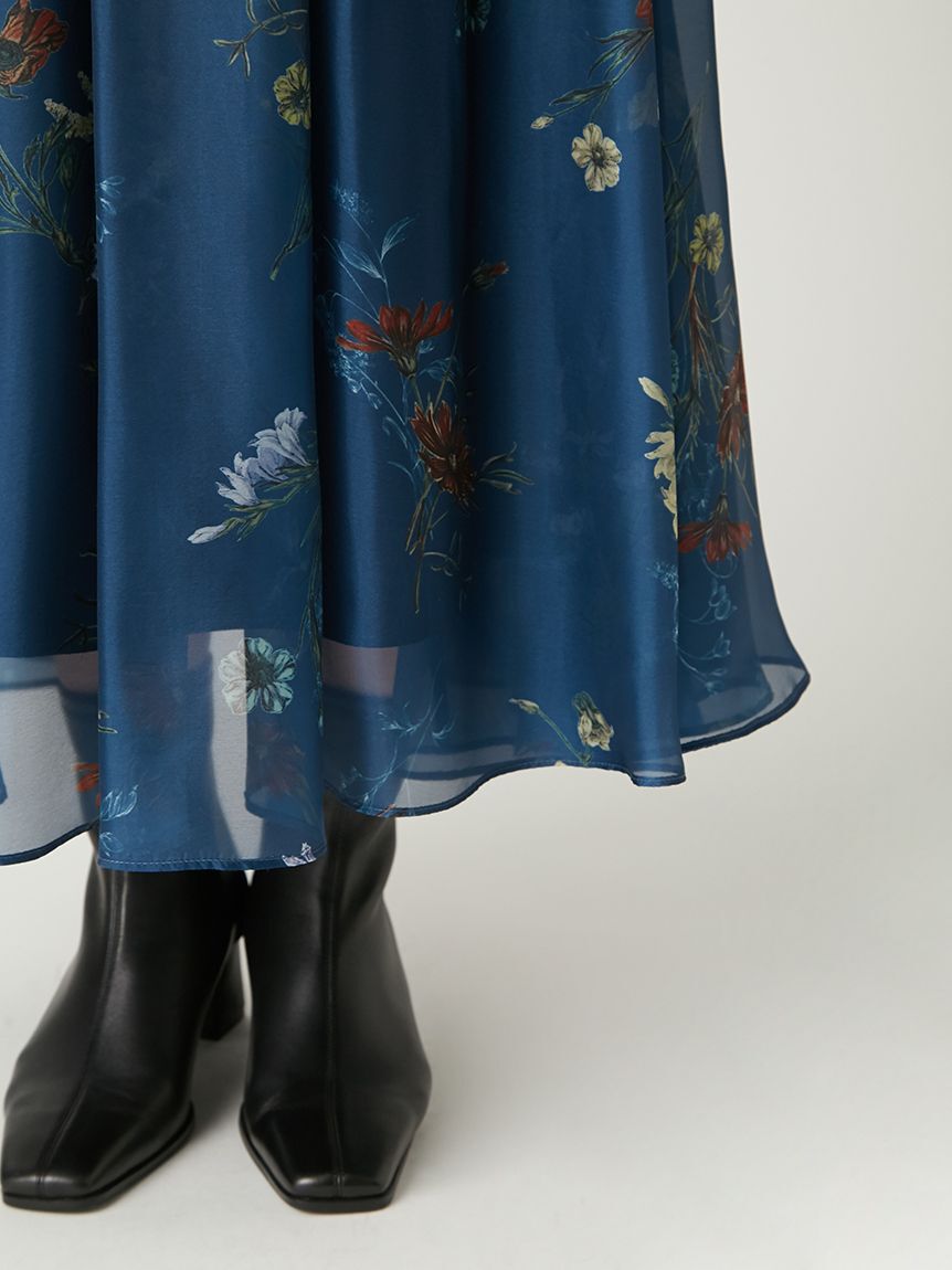 FRAY I.D「ボタニカルプリントシアータックスカート」|スカート|