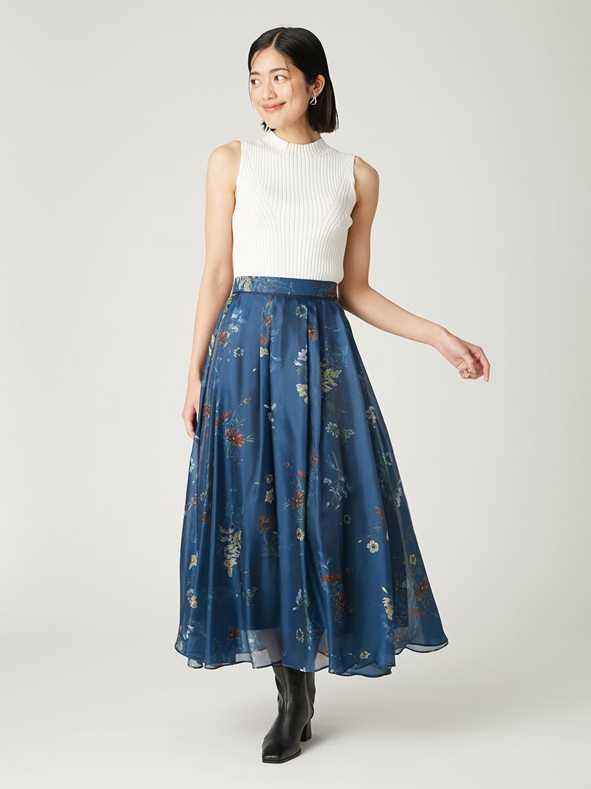 FRAY I.D「ボタニカルプリントシアータックスカート」|スカート|