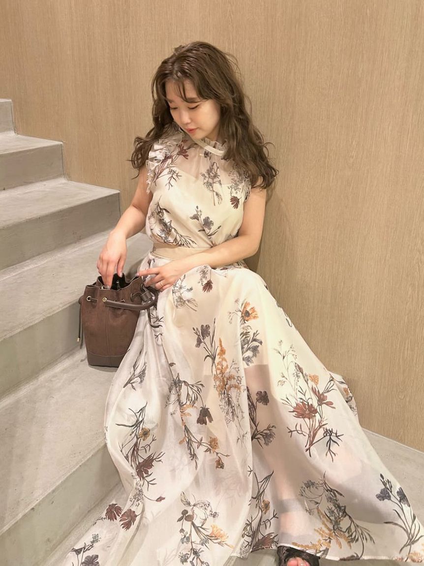 FRAY I.D「ボタニカルプリントシアータックスカート」|スカート|