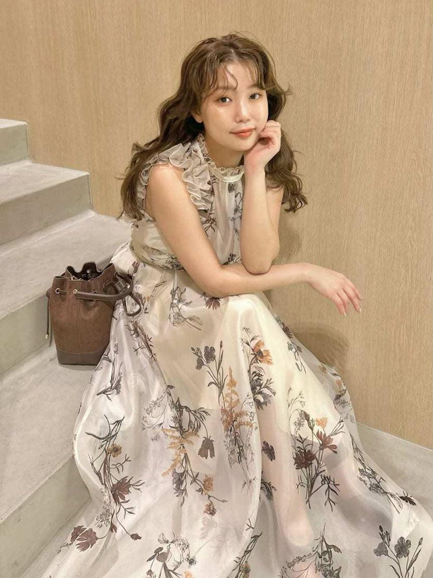 FRAY I.D「ボタニカルプリントシアータックスカート」|スカート|