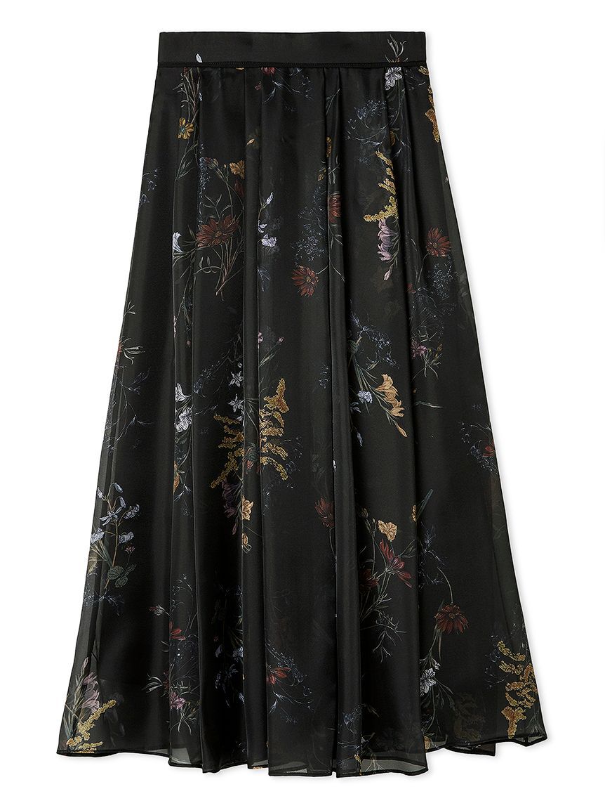 FRAY I.D「ボタニカルプリントシアータックスカート」|スカート|BLK