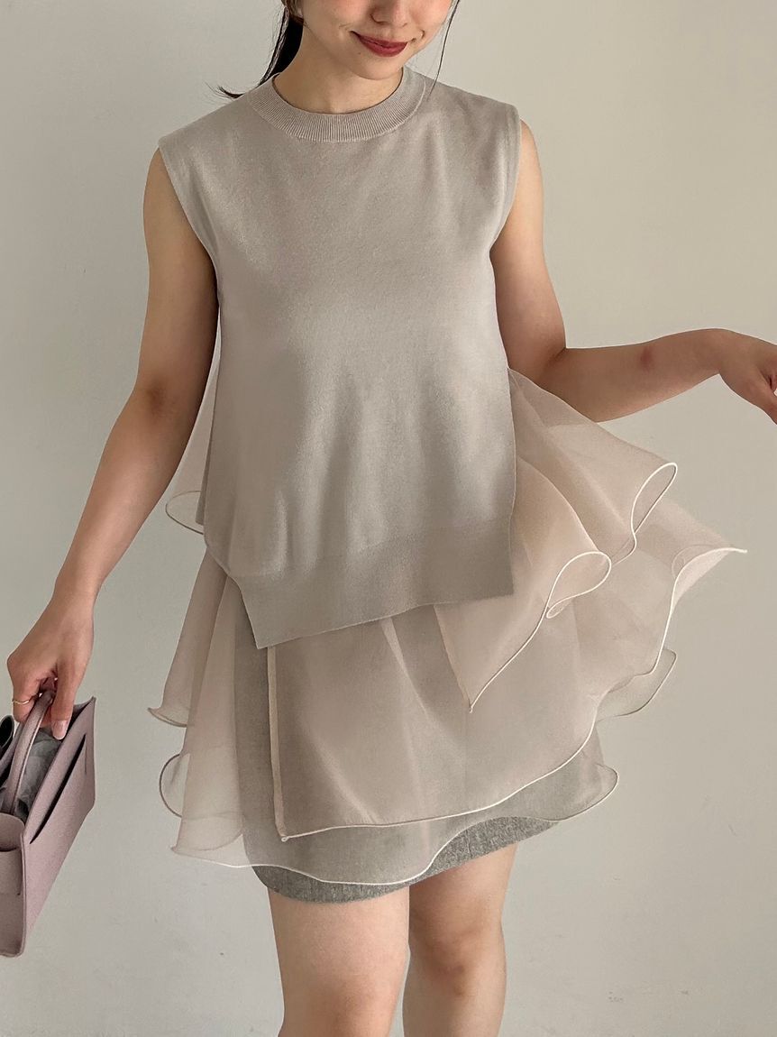 FRAY I.D「【WEB限定カラー】ラッフルフリルレイヤーニット」|ニット・セーター|