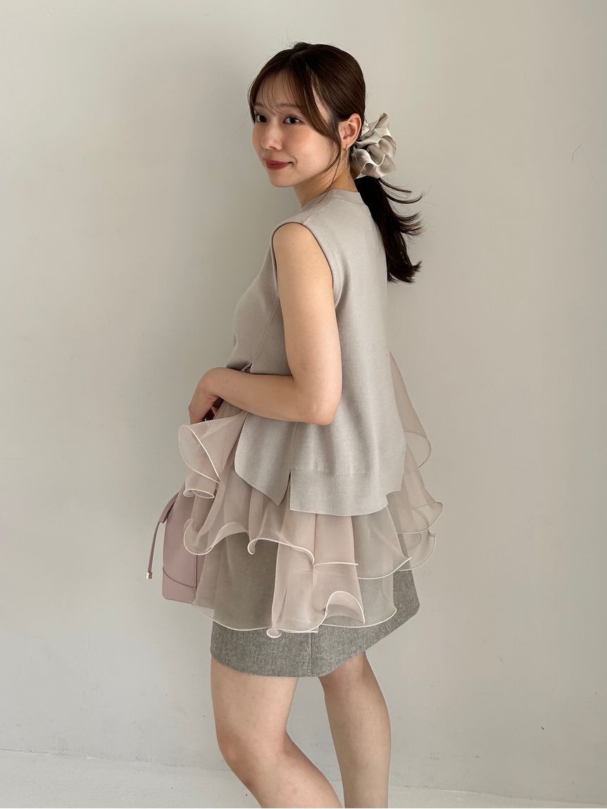 FRAY I.D「【WEB限定カラー】ラッフルフリルレイヤーニット」|ニット・セーター|