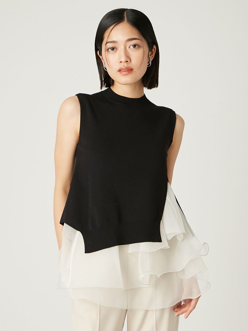 FRAY I.D「【WEB限定カラー】ラッフルフリルレイヤーニット」|ニット・セーター|