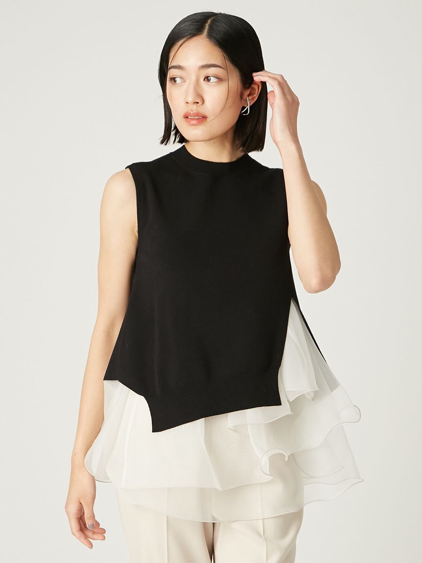 FRAY I.D「【WEB限定カラー】ラッフルフリルレイヤーニット」|ニット・セーター|