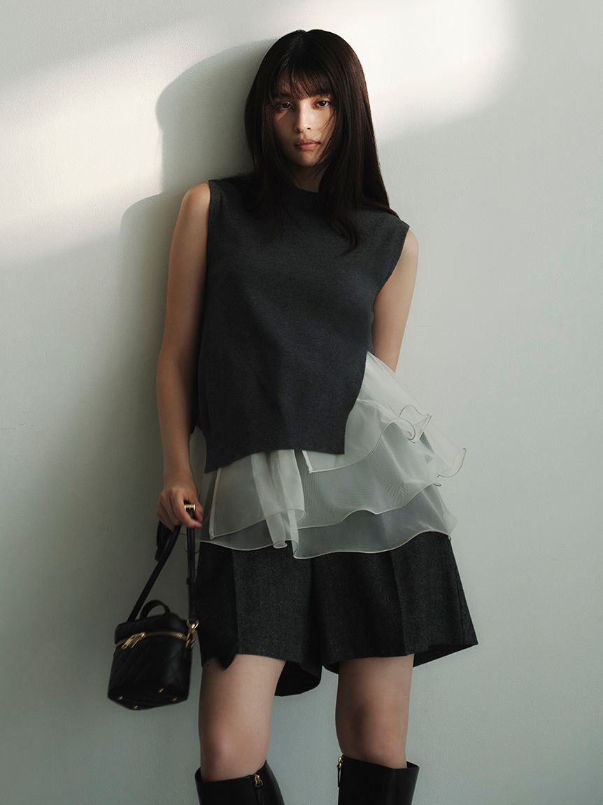 FRAY I.D「【WEB限定カラー】ラッフルフリルレイヤーニット」|ニット・セーター|