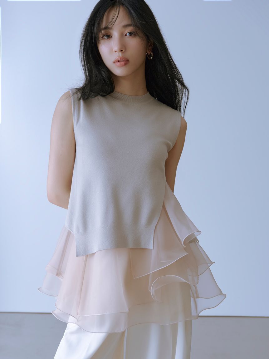 FRAY I.D「【WEB限定カラー】ラッフルフリルレイヤーニット」|ニット・セーター|