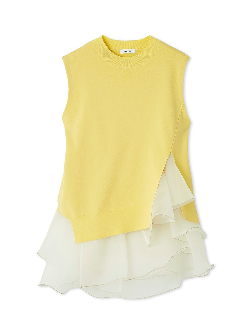 FRAY I.D「【WEB限定カラー】ラッフルフリルレイヤーニット」|ニット・セーター|YEL