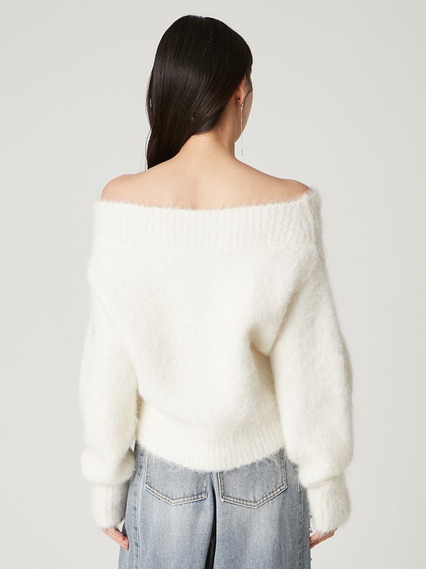 FRAY I.D「アルパカシャギービジューオフショルニット」|ニット・セーター|