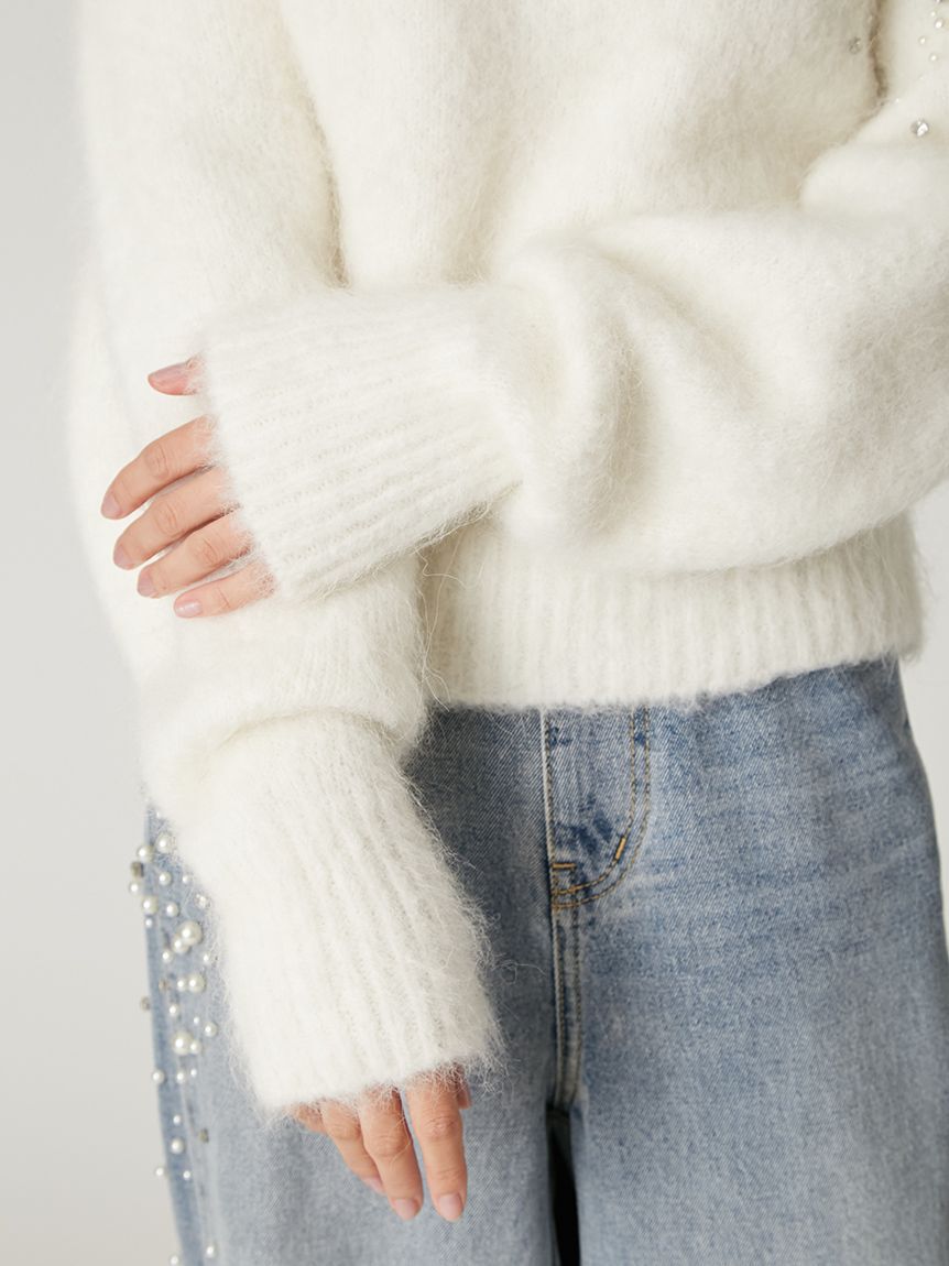 FRAY I.D「アルパカシャギービジューオフショルニット」|ニット・セーター|