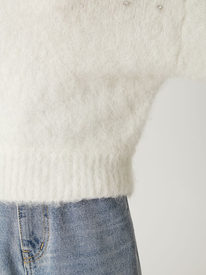 FRAY I.D「アルパカシャギービジューオフショルニット」|ニット・セーター|