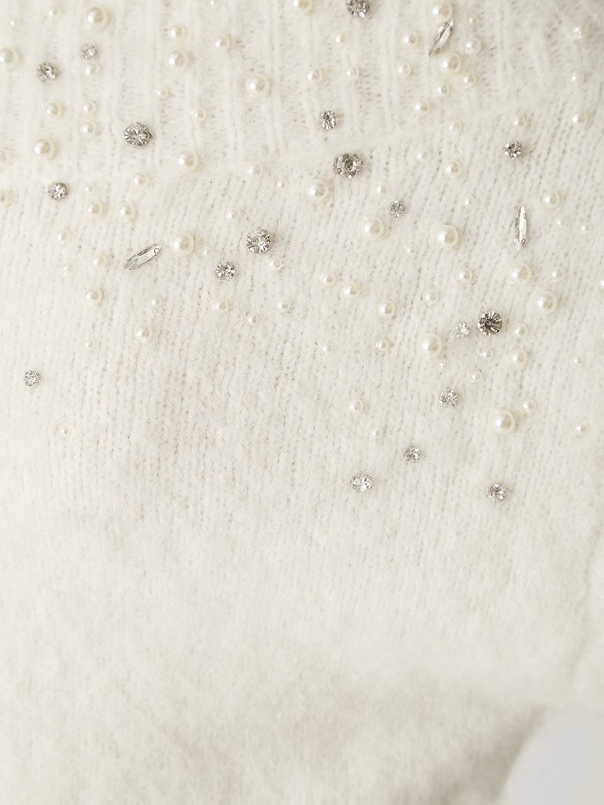 FRAY I.D「アルパカシャギービジューオフショルニット」|ニット・セーター|