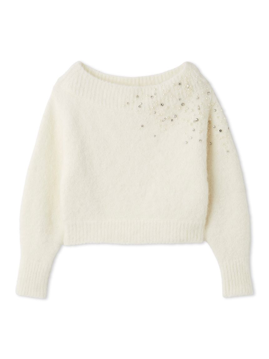 FRAY I.D「アルパカシャギービジューオフショルニット」|ニット・セーター|