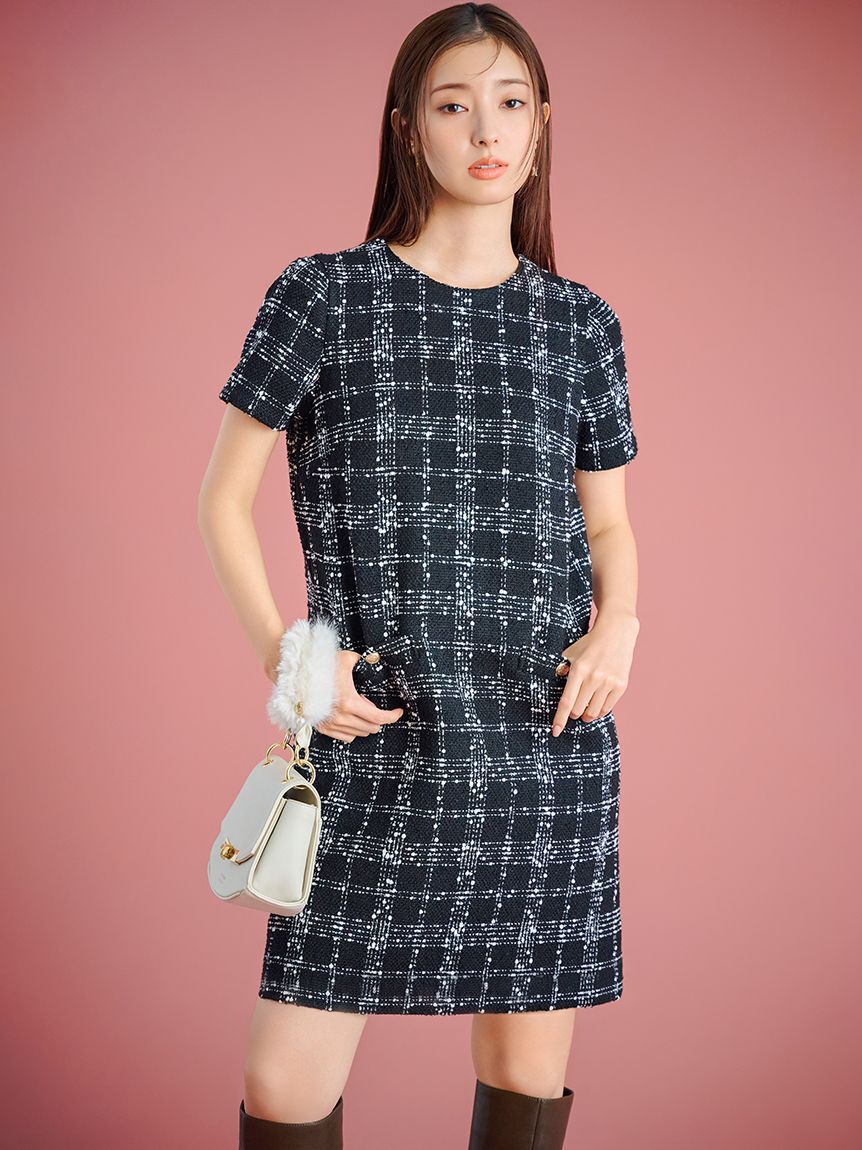 CELFORD「ハーフスリーブツイードミニワンピース」|ワンピース|
