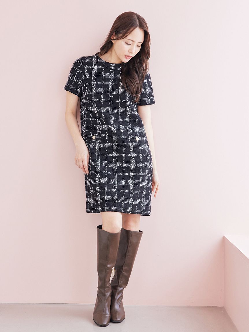 CELFORD「ハーフスリーブツイードミニワンピース」|ワンピース|