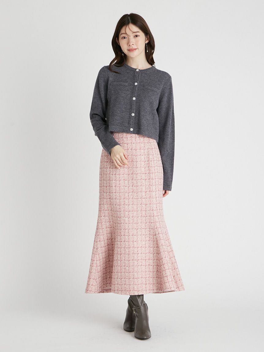 CELFORD「SUPER FINE MERINO WOOLビジュー釦カーディガン」|カーディガン|