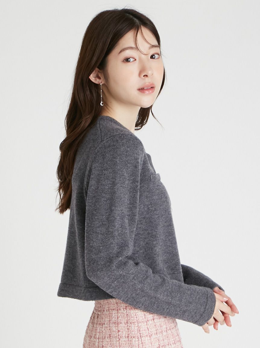 CELFORD「SUPER FINE MERINO WOOLビジュー釦カーディガン」|カーディガン|