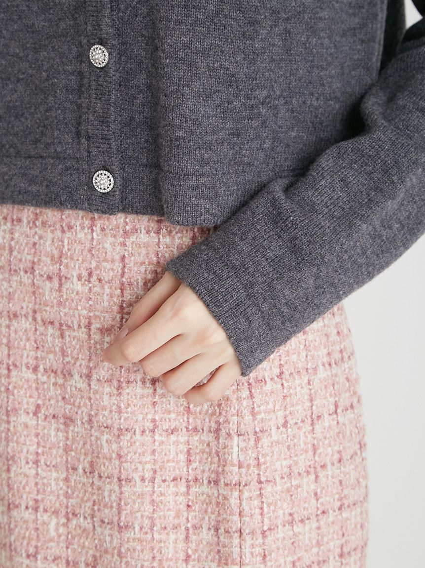 CELFORD「SUPER FINE MERINO WOOLビジュー釦カーディガン」|カーディガン|