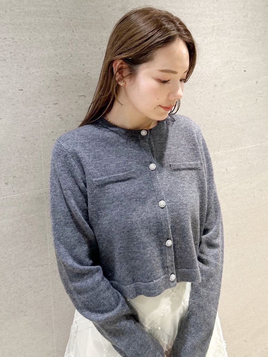 CELFORD「SUPER FINE MERINO WOOLビジュー釦カーディガン」|カーディガン|CGRY