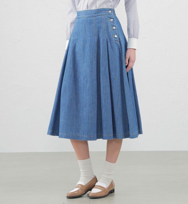 MACKINTOSH PHILOSOPHY「コットンリネンデニムスカート」|スカート|ライトブルー