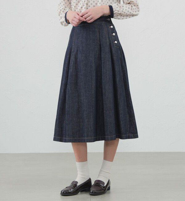 MACKINTOSH PHILOSOPHY「コットンリネンデニムスカート」|スカート|ネイビー