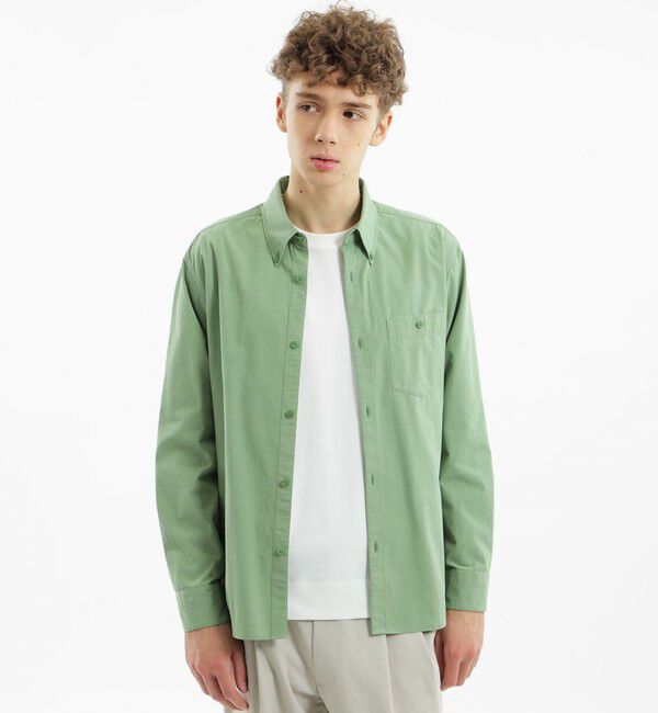 MACKINTOSH PHILOSOPHY「長袖ボタンダウンシャツ 無地/チェック」|シャツ・ブラウス|グリーン無地