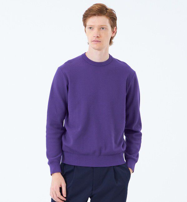 MACKINTOSH PHILOSOPHY「14G カノコ風ジャカード クルーネックニット」|ニット・セーター|パープル