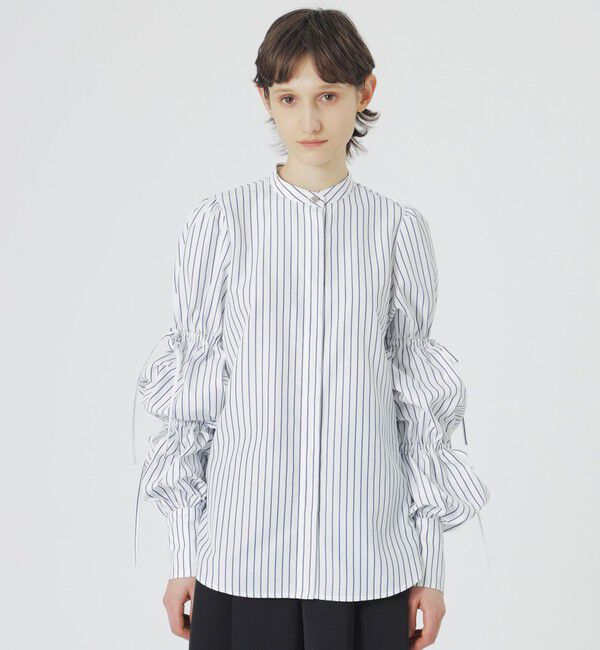  「【手洗い可】キャンディスリーブシャツ」|シャツ・ブラウス|ブルー