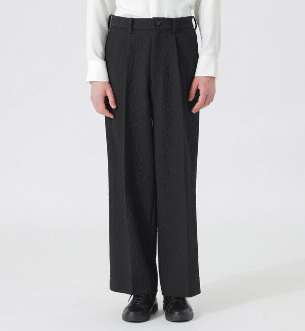  「ジャカードワイドスラックス」|スラックス|ブラック