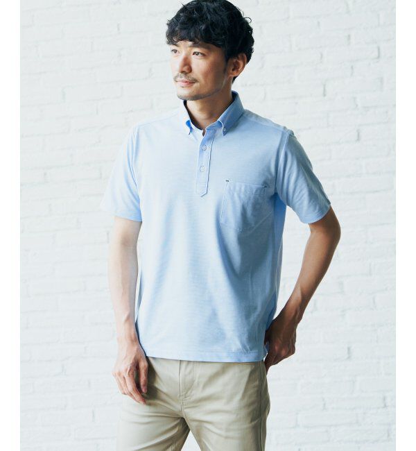 IKKA LOUNGE「ALTIMA ボタンダウンポロシャツ」|Tシャツ・カットソー|スカイブルー