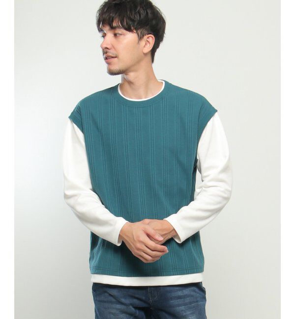 ikka「ランダムジャガードフェイクベストロンT」|Tシャツ・カットソー|